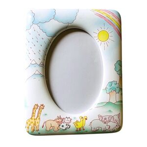 Russ Vintage Ceramic Noahs Ark Theme Childrens Picture Frame Rectangular Nursery